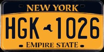 NY license plate HGK1026