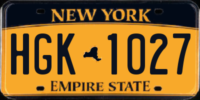 NY license plate HGK1027
