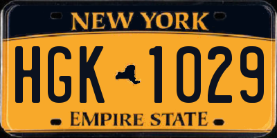 NY license plate HGK1029