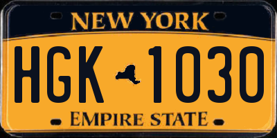 NY license plate HGK1030