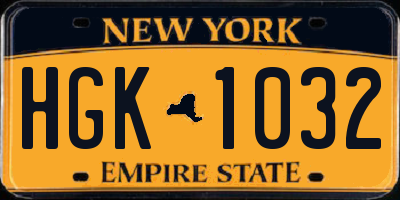 NY license plate HGK1032