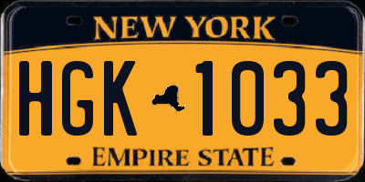 NY license plate HGK1033