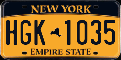 NY license plate HGK1035