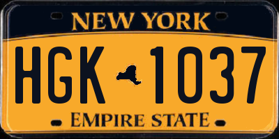 NY license plate HGK1037
