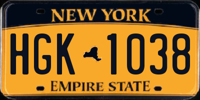 NY license plate HGK1038