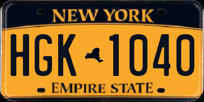 NY license plate HGK1040