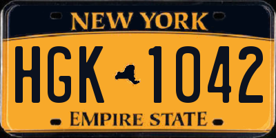 NY license plate HGK1042