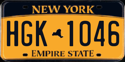NY license plate HGK1046