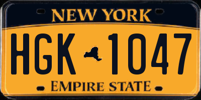 NY license plate HGK1047