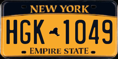 NY license plate HGK1049