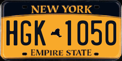 NY license plate HGK1050