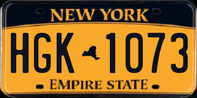 NY license plate HGK1073
