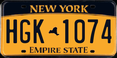 NY license plate HGK1074