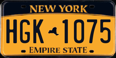 NY license plate HGK1075