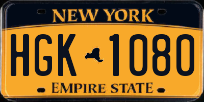 NY license plate HGK1080