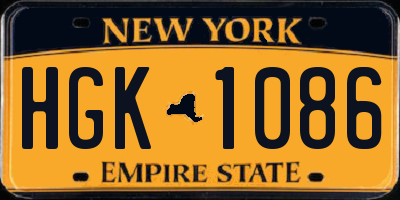 NY license plate HGK1086