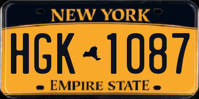 NY license plate HGK1087