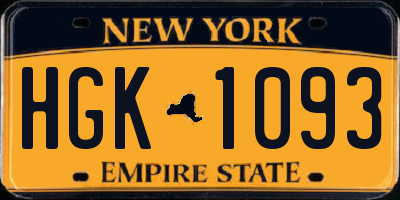 NY license plate HGK1093