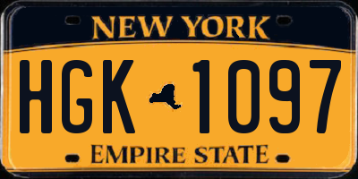 NY license plate HGK1097