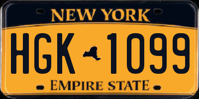 NY license plate HGK1099