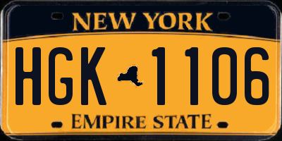 NY license plate HGK1106