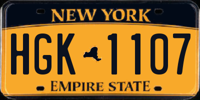 NY license plate HGK1107