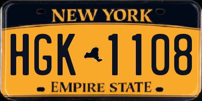 NY license plate HGK1108