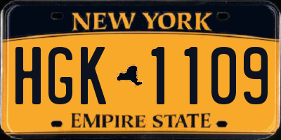 NY license plate HGK1109