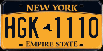 NY license plate HGK1110