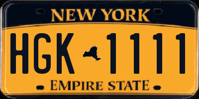 NY license plate HGK1111