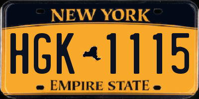 NY license plate HGK1115