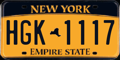 NY license plate HGK1117