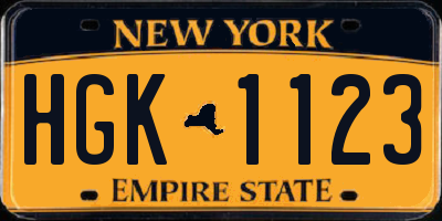 NY license plate HGK1123