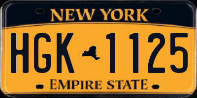 NY license plate HGK1125