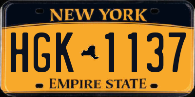 NY license plate HGK1137