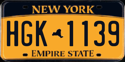 NY license plate HGK1139