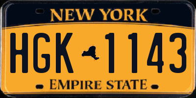 NY license plate HGK1143