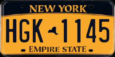 NY license plate HGK1145