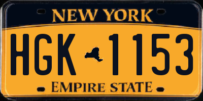 NY license plate HGK1153