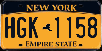 NY license plate HGK1158