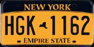 NY license plate HGK1162
