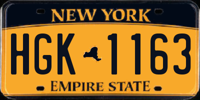 NY license plate HGK1163