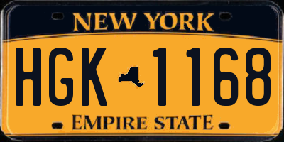 NY license plate HGK1168