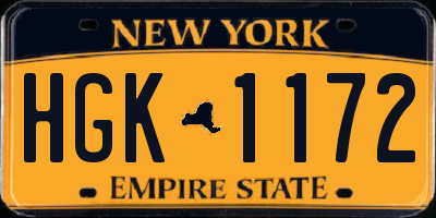 NY license plate HGK1172