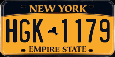 NY license plate HGK1179