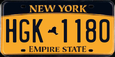 NY license plate HGK1180