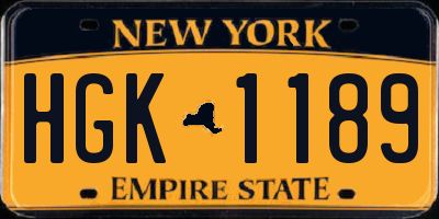 NY license plate HGK1189