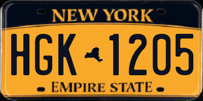 NY license plate HGK1205