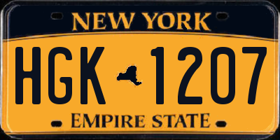 NY license plate HGK1207