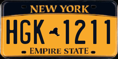 NY license plate HGK1211